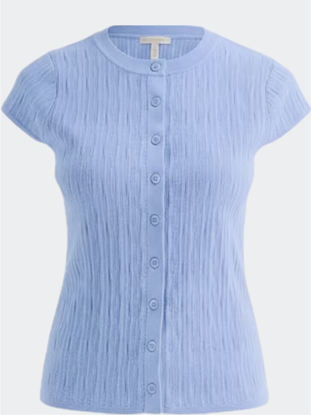 Liz Claiborne Light Blue Ribbed Button-Up Knit Shirt